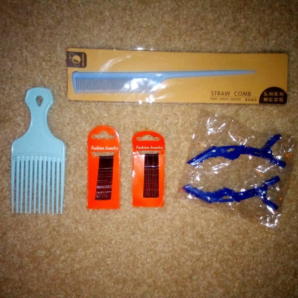 Hair Accessory Bundle : Pick, Bobbie Pins, Comb, Clips